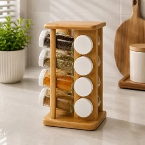 Porta Temperos Giratório com 16 frascos de vidro