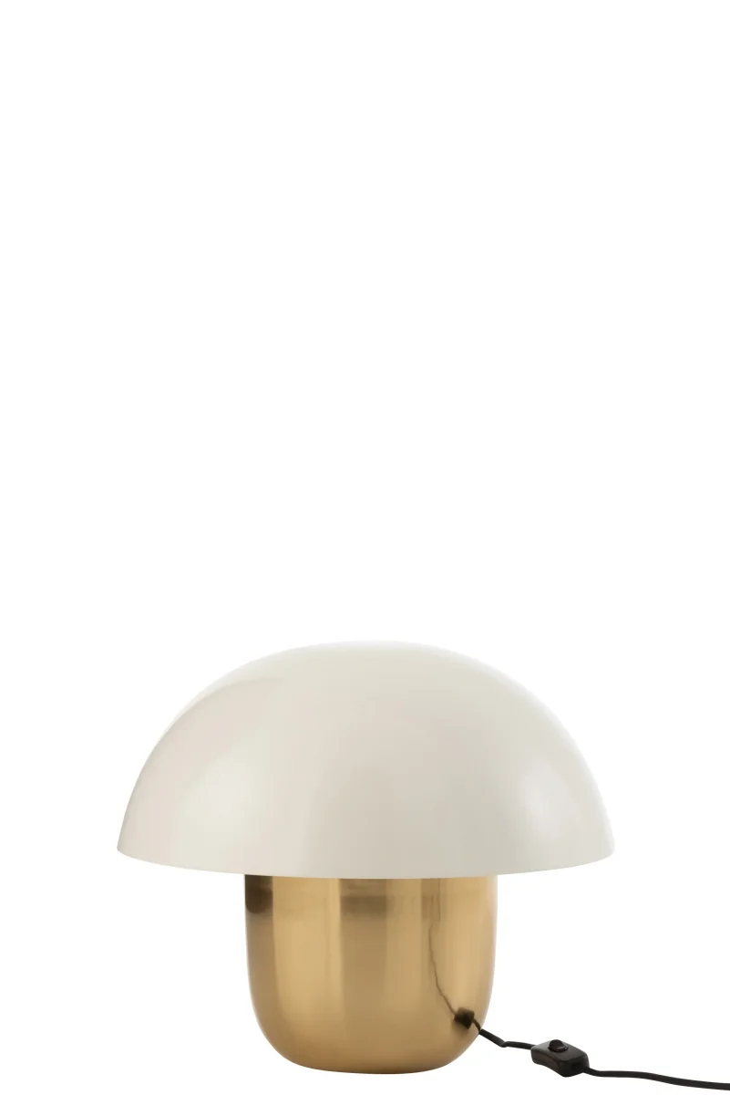CANDEEIRO COGUMELO BRANCO/DOURADO