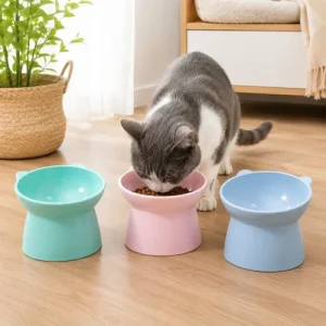 Comedouro Elevado Formato Gato 13cm – Sortido