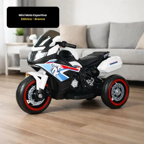 Mini Moto Esportiva Elétrica – Branca