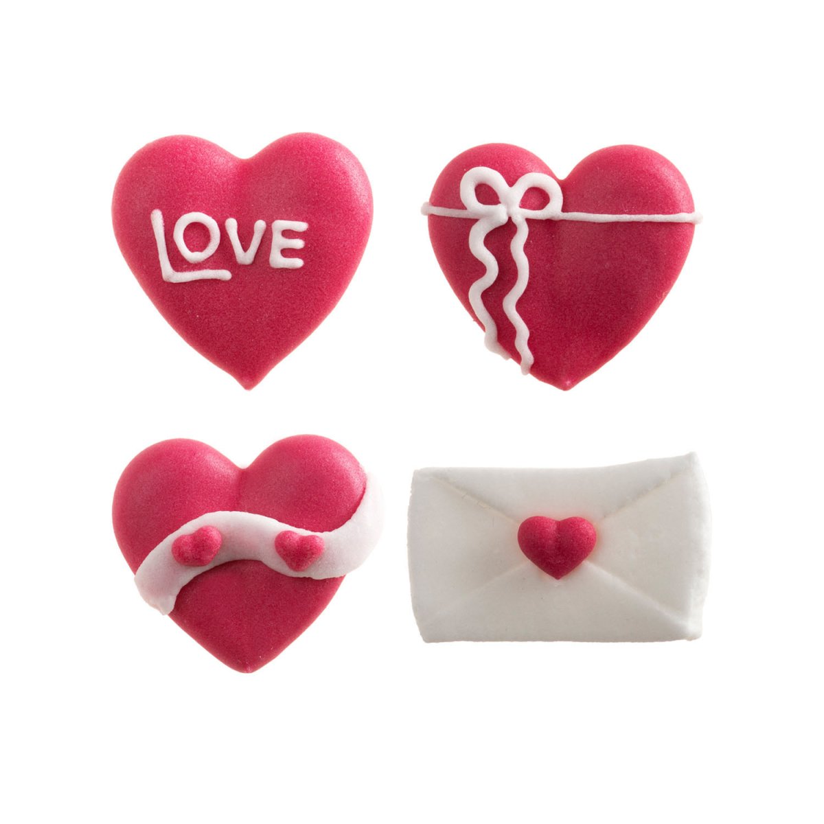 CORAÇÕES DECORAÇÃO DE AÇÚCAR 2D E ENVELOPES DE AMOR 1,7~2,8CM