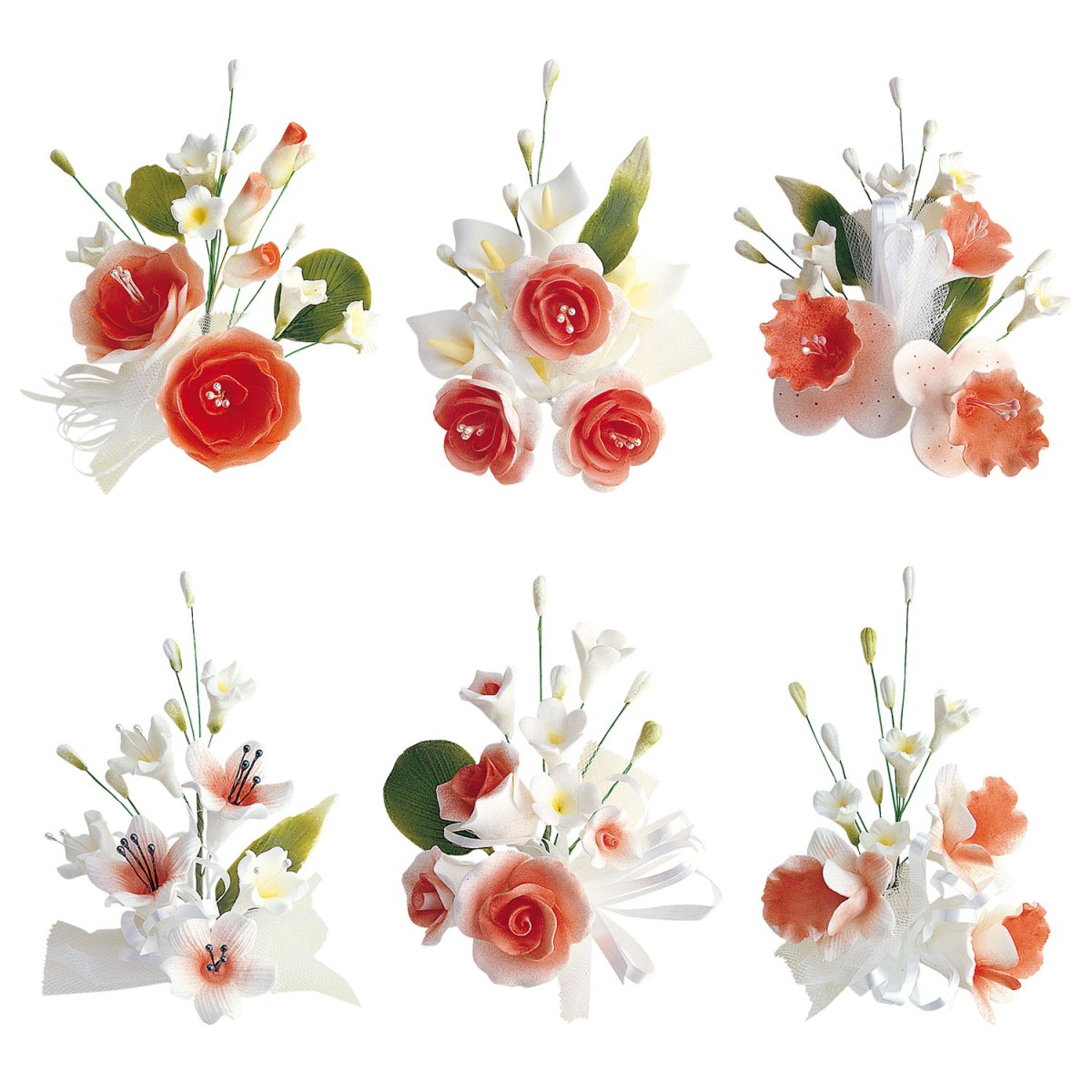 RAMOS DE PASTILLAGE SORTIDO BRANCO E VERMELHO 13CM