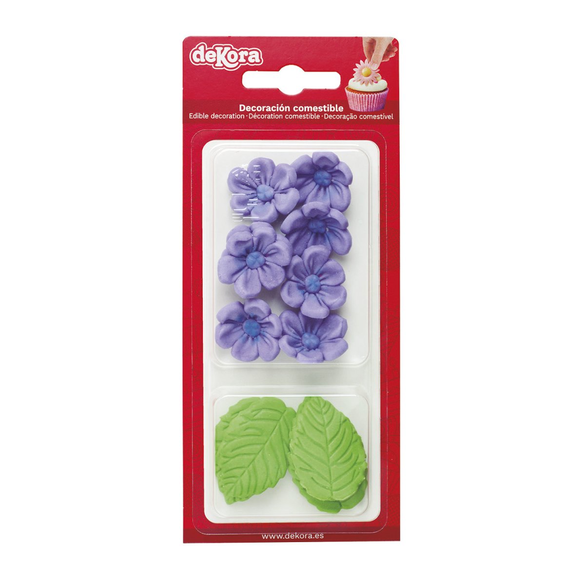 BLISTER AÇUCAR 8 FLORES VIOLETA E 5 FOLHAS VERDES