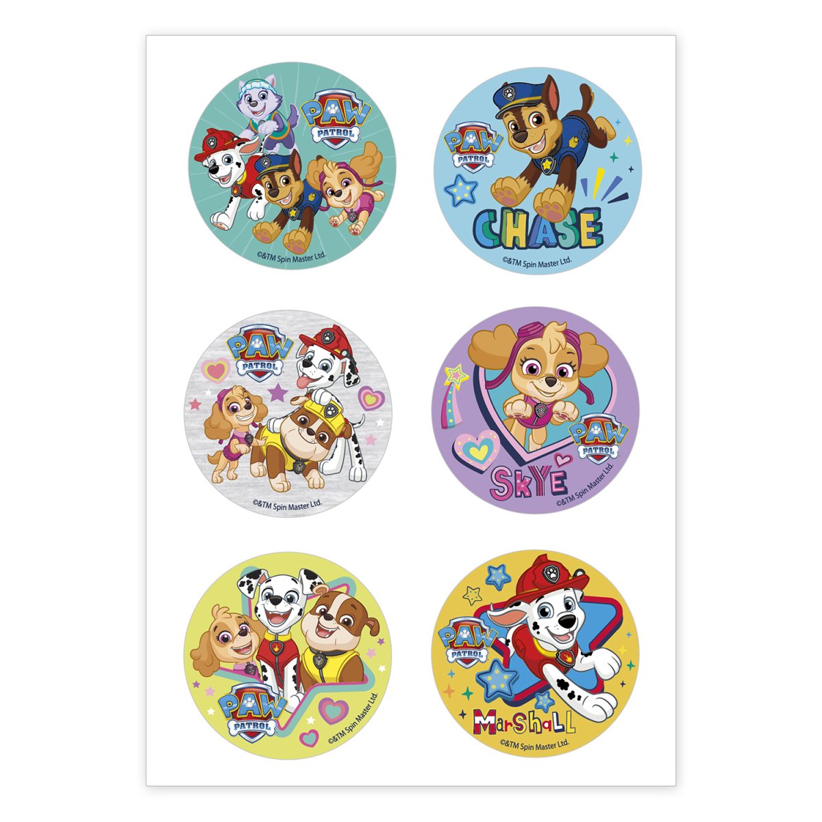 MIX DISCOS COMESTÍVEIS PATRULHA PATA 6U Ø 5,8CM