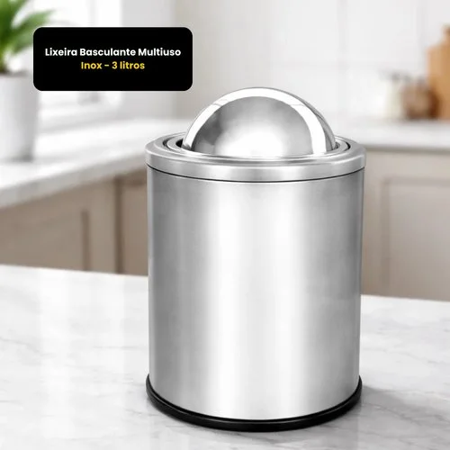 Lixeira Basculante Multiuso Inox – 3 litros