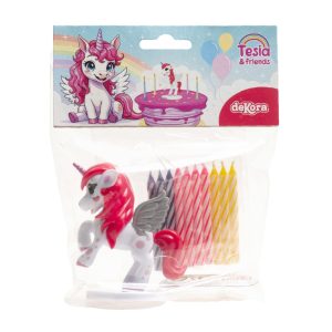 KIT PVC RETAIL UNICÓRNIO COM 10 VELAS PARA DECORAR BOLOS