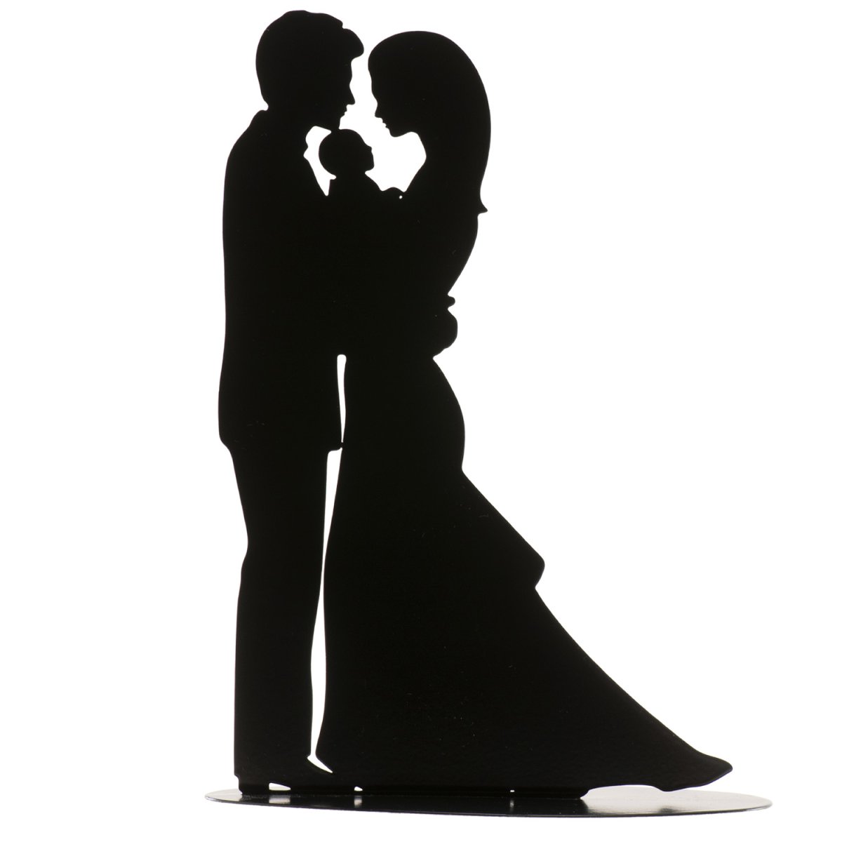 PARES DE CASAMENTO COM BEBÊ METAL PRETO 18CM