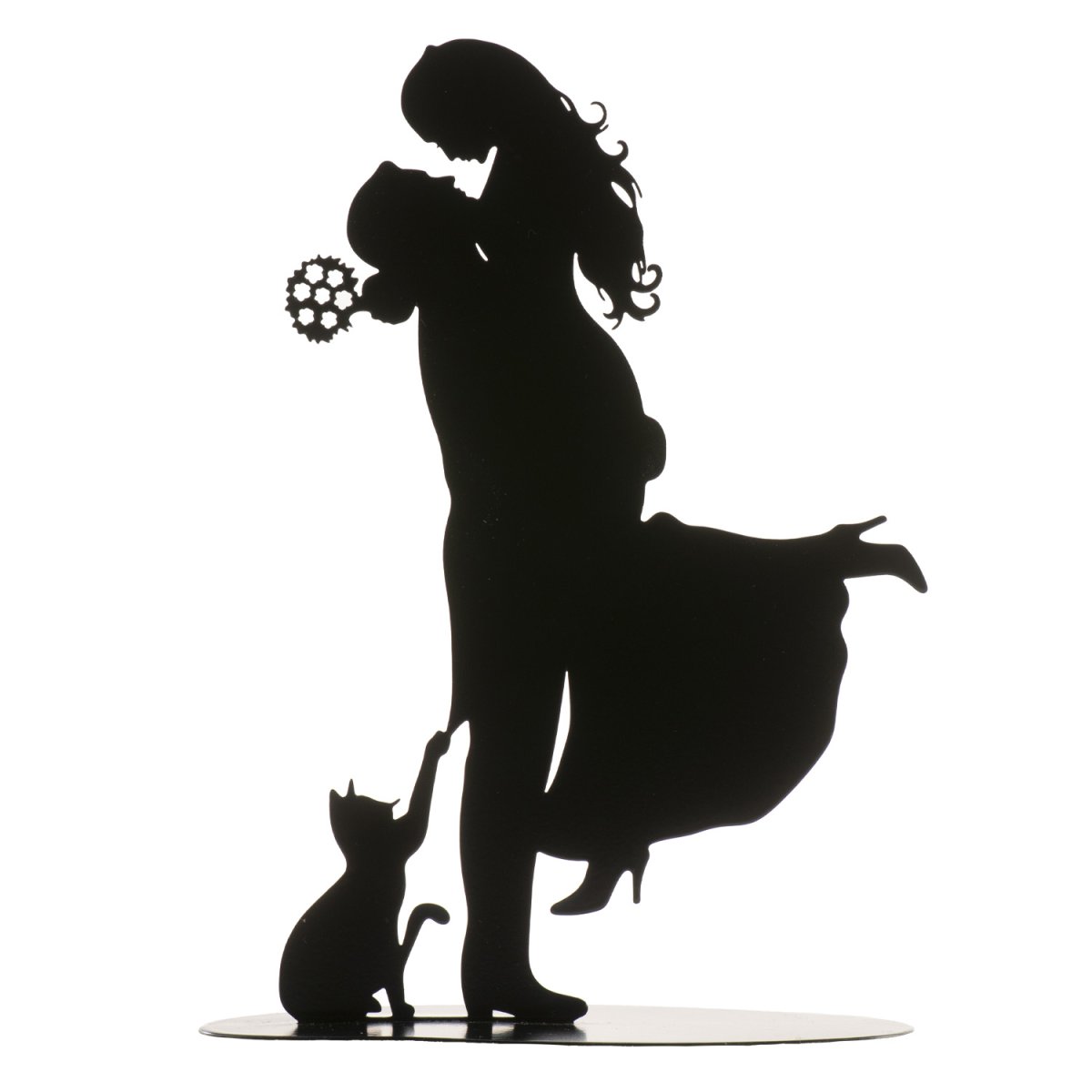 PARES DE CASAMENTO COM GATO DE METAL PRETO 18CM