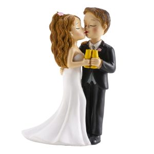 CASAL DE NOIVOS COM CHÁVENA E BEIJO 16CM