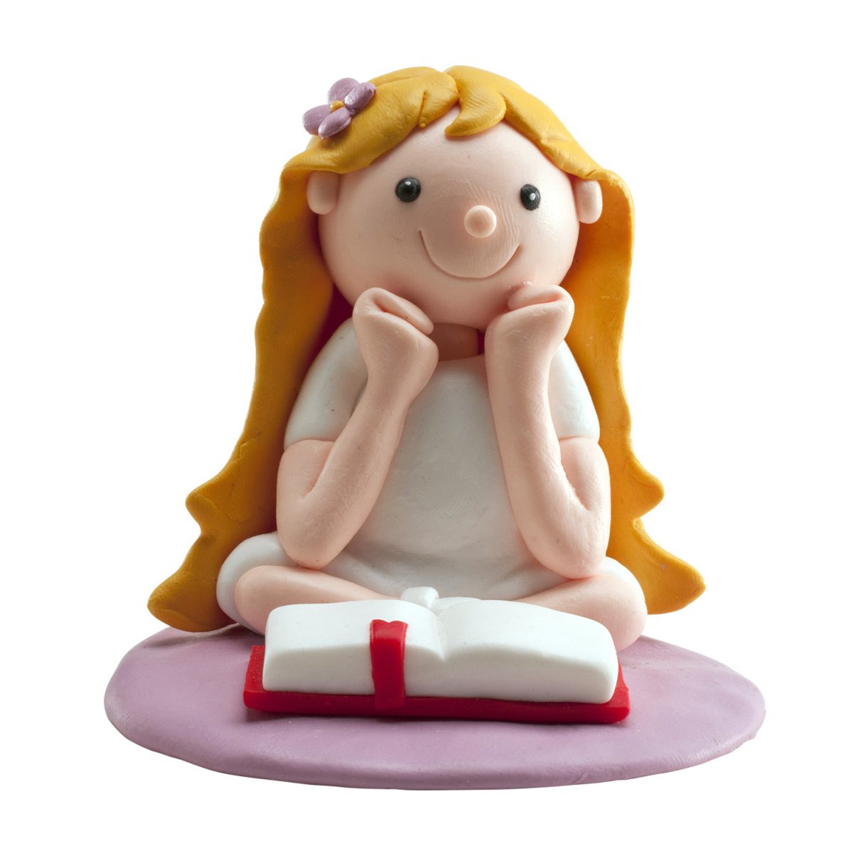 FIGURA CLAY BOLO  COMUNHÃO MENINA SENTADA 8 cm