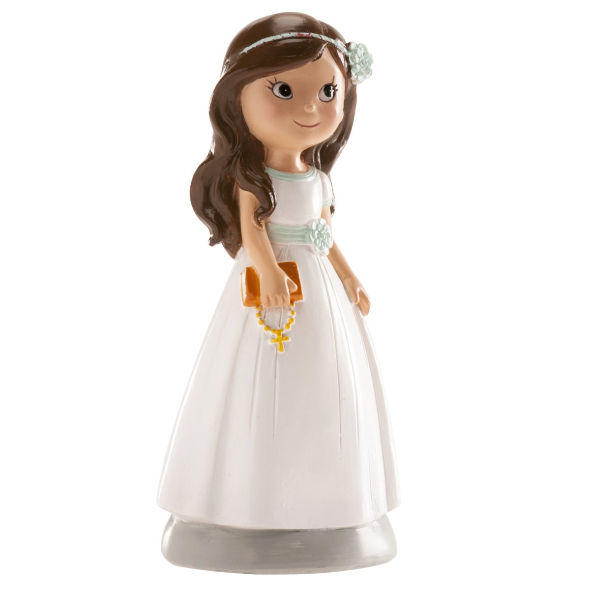 MENINA BOLO COMUNHÃO ACESSÓRIOS AZUIS ELENA 13 CM