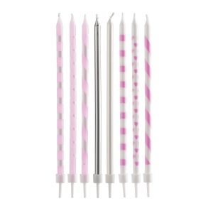 VELAS DE ANIVERSÁRIO MIX ROSA 13CM
