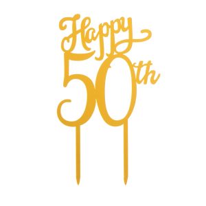 CAKE TOPPER 50th ANIVERSÁRIO 16X10CM
