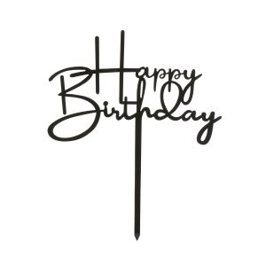 CAKE TOPPER HAPPY BIRTHDAY BLACK