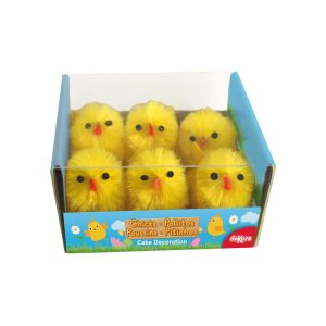 CAIXA DE 6 PINTINHOS DE PÁSCOA AMARELOS 2.5CM