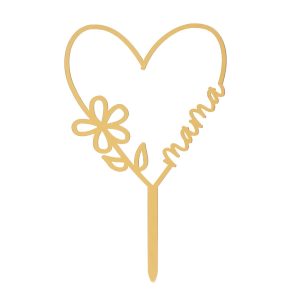 CAKE TOPPER CORAÇÃO DOURADO MÃE 16X11CM