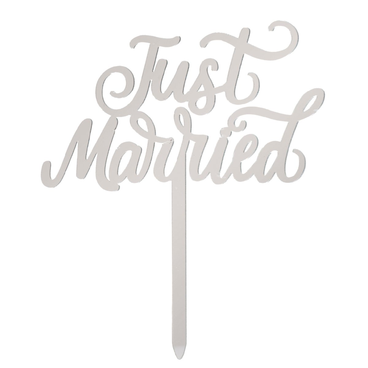 TOPPER DE BOLO JUST MARRIED PRATA 11X13CM