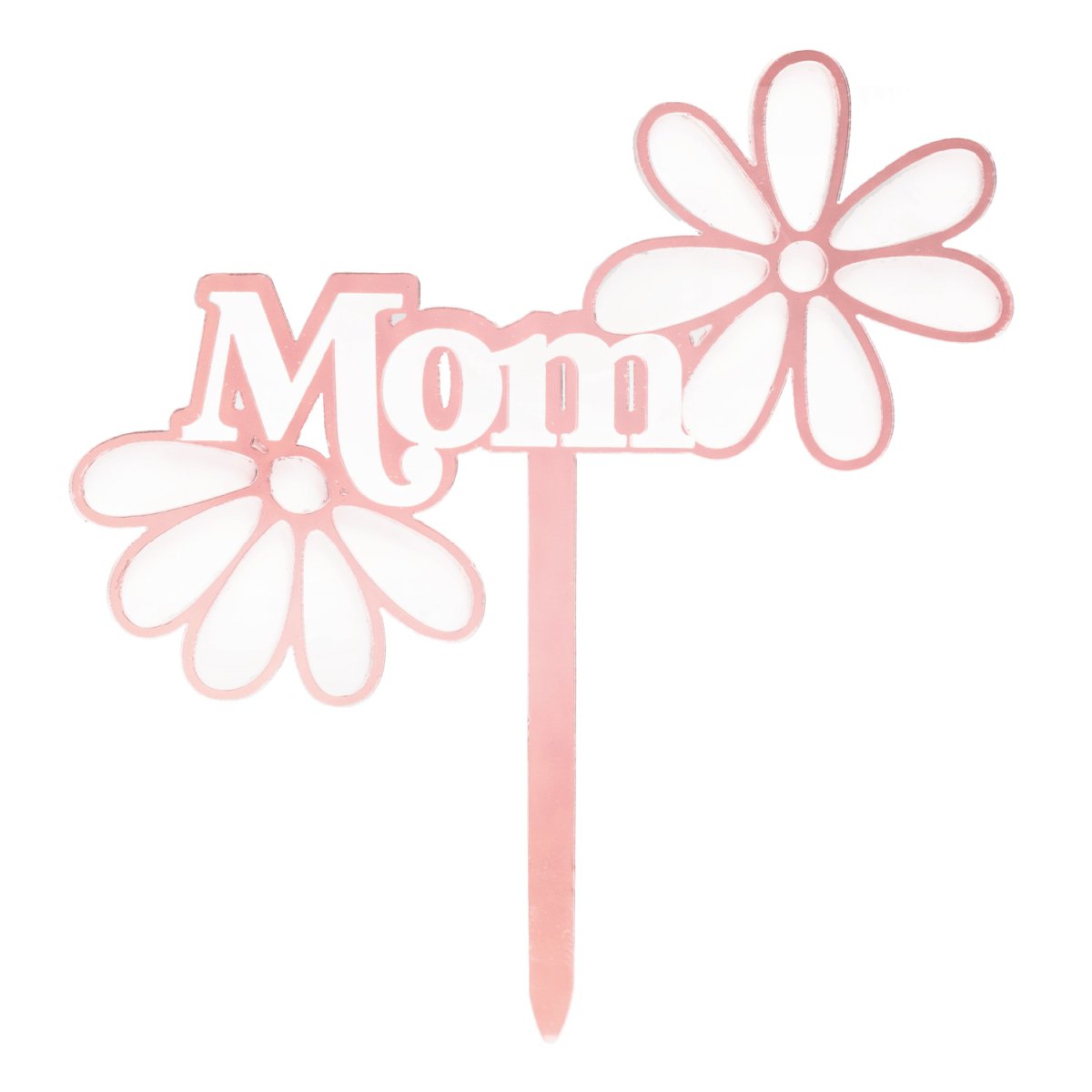 TOPPER DE BOLO MÃE COM FLORES ROSA 11.8X11.1CM