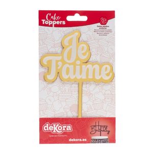 CAKE TOPPER JE T’AIME DOURADO 11,5X15,5CM