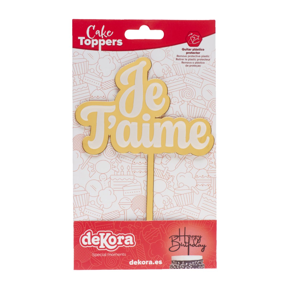 CAKE TOPPER JE T’AIME DOURADO 11,5X15,5CM