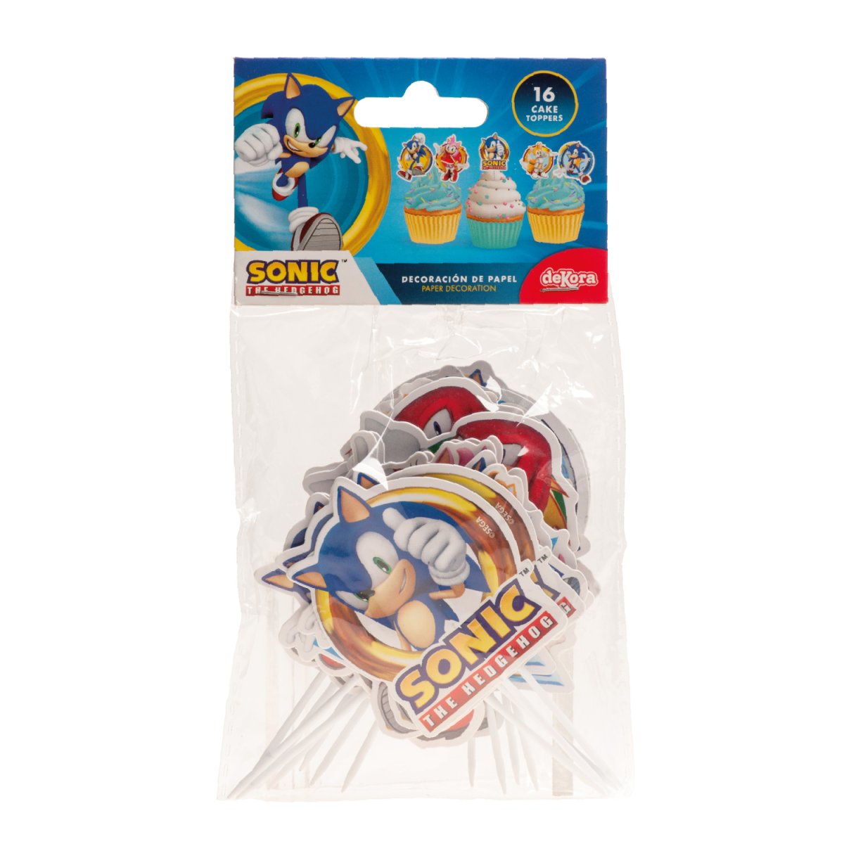 CAKE TOPPERS PAPEL SONIC 16 UNID