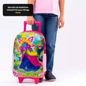 Mochila de Rodinhas Infantil Princess Wings – Rosa