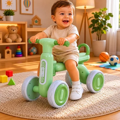 Bike Infantil com Luz e 4 Rodas – Verde