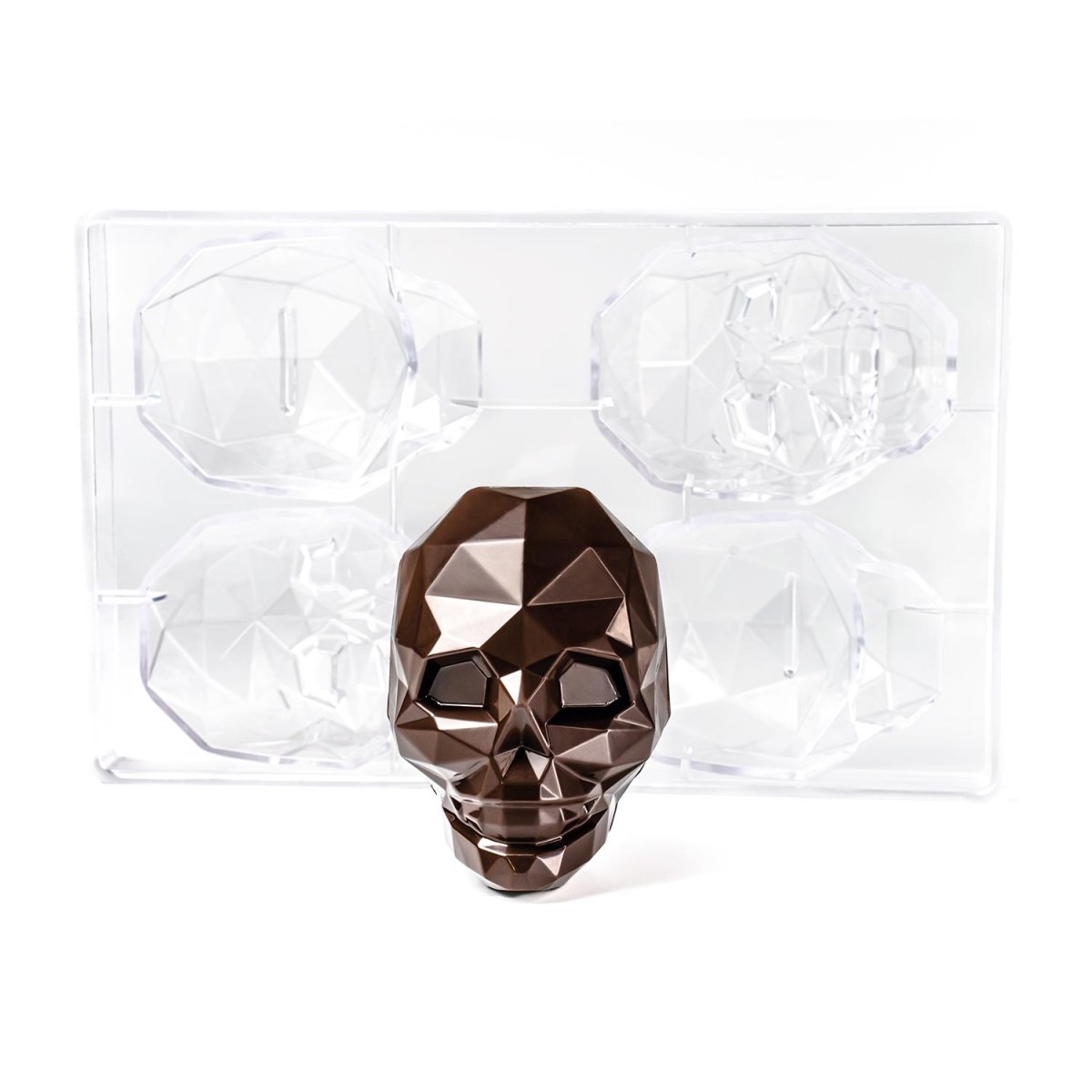 MOLDE DE POLICARBONATO DE CAVEIRA EM DIAMANTE 96X75H100MM | 2 PCS 3D