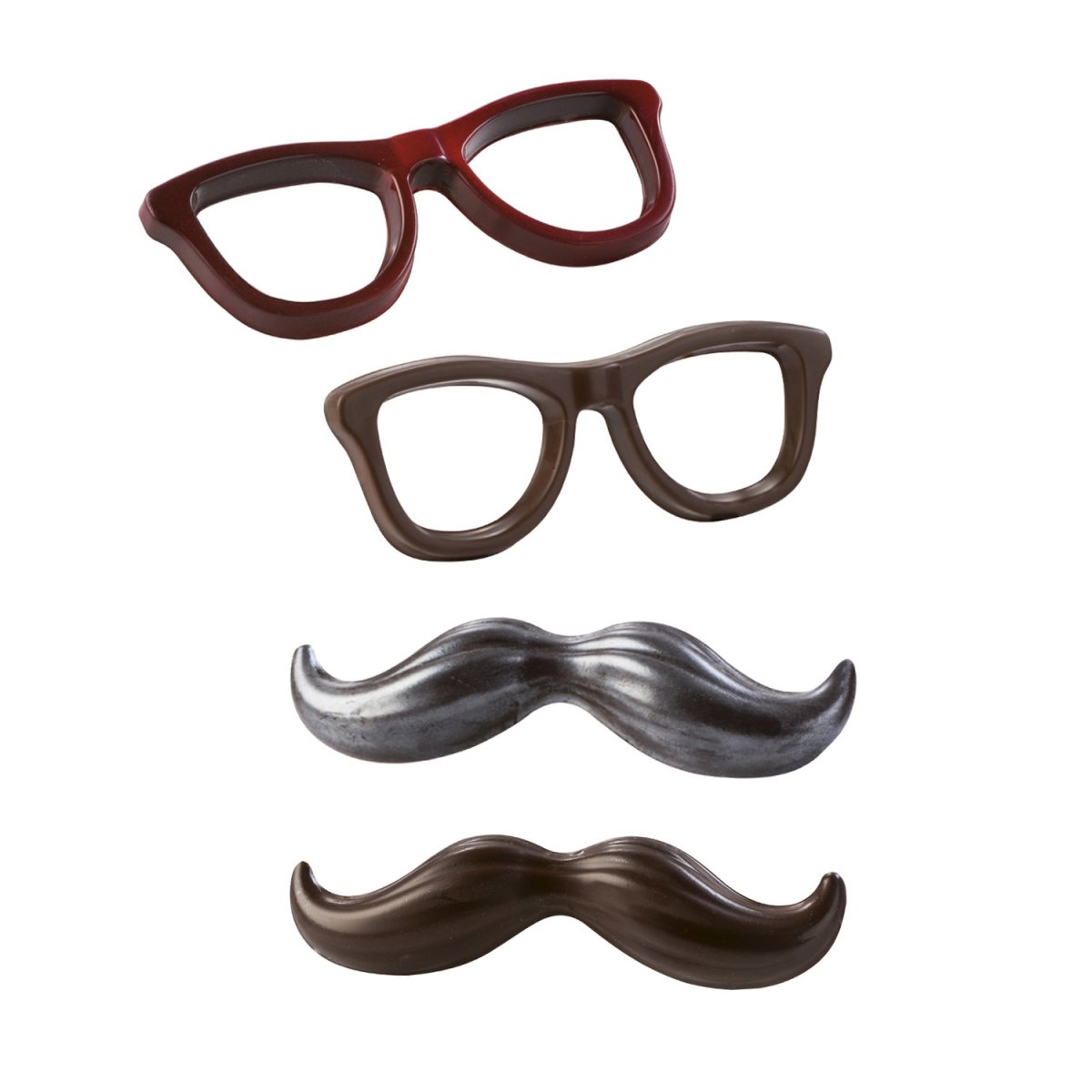 KIT 2 MOLDES EM PLÁSTICO TERMOFORMADO BIGODE E ÓCULOS  | 8U