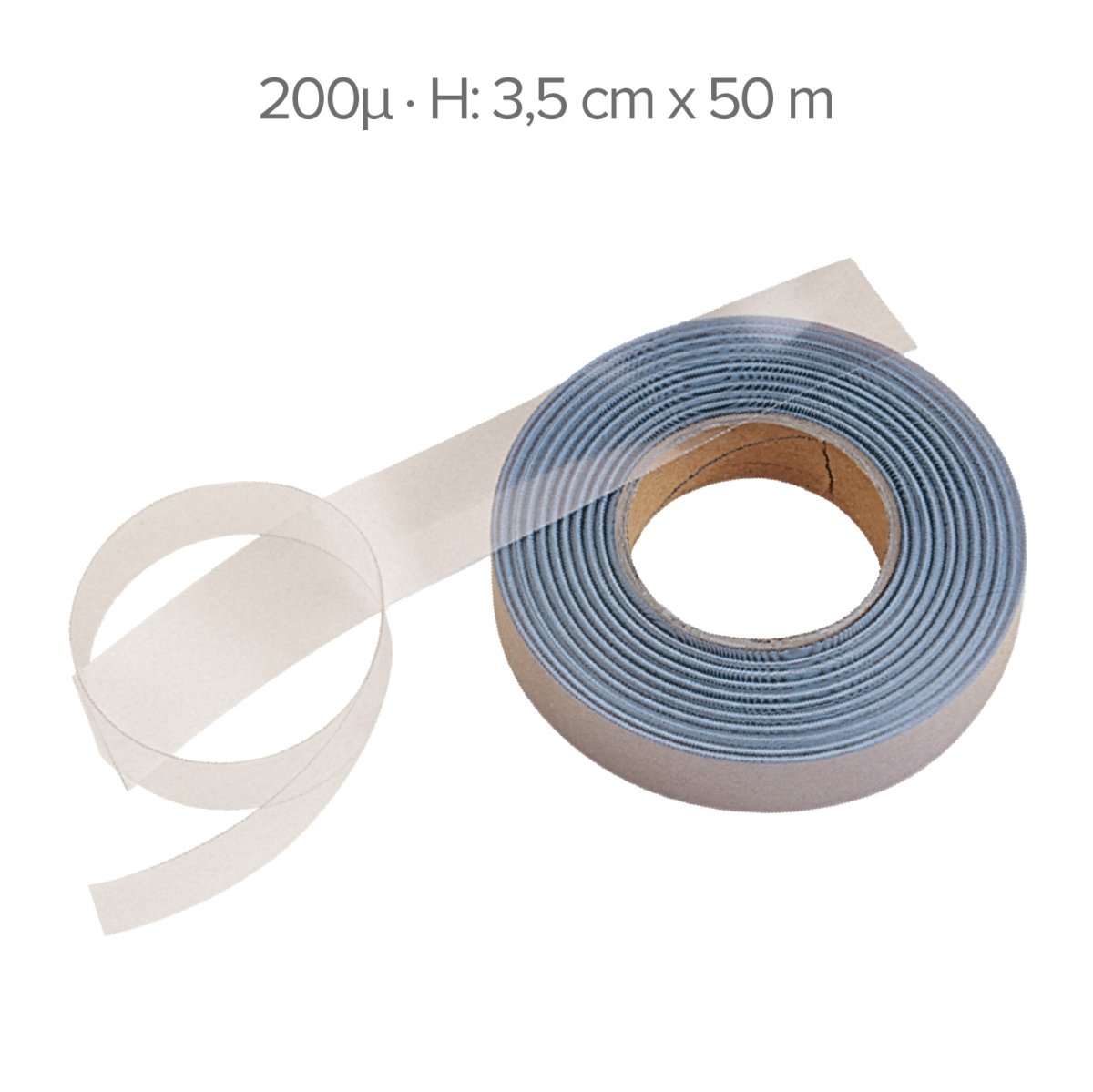 ROLO DE PVC TRANSPARENTE – 50 M – H 3,5 CM – 200µ (ACETATO)