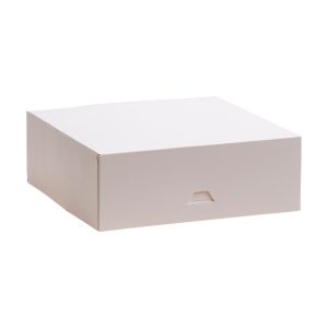 CAIXA PARA BOLOS EM CARTÃO BRANCO 28X28X8CM