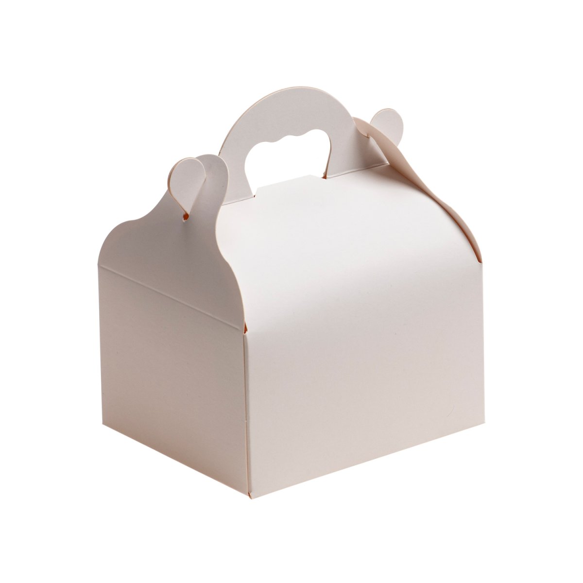 CAIXA DE PASTELARIA DE CARTÃO BRANCA COM PEGAS 10X12X7CM