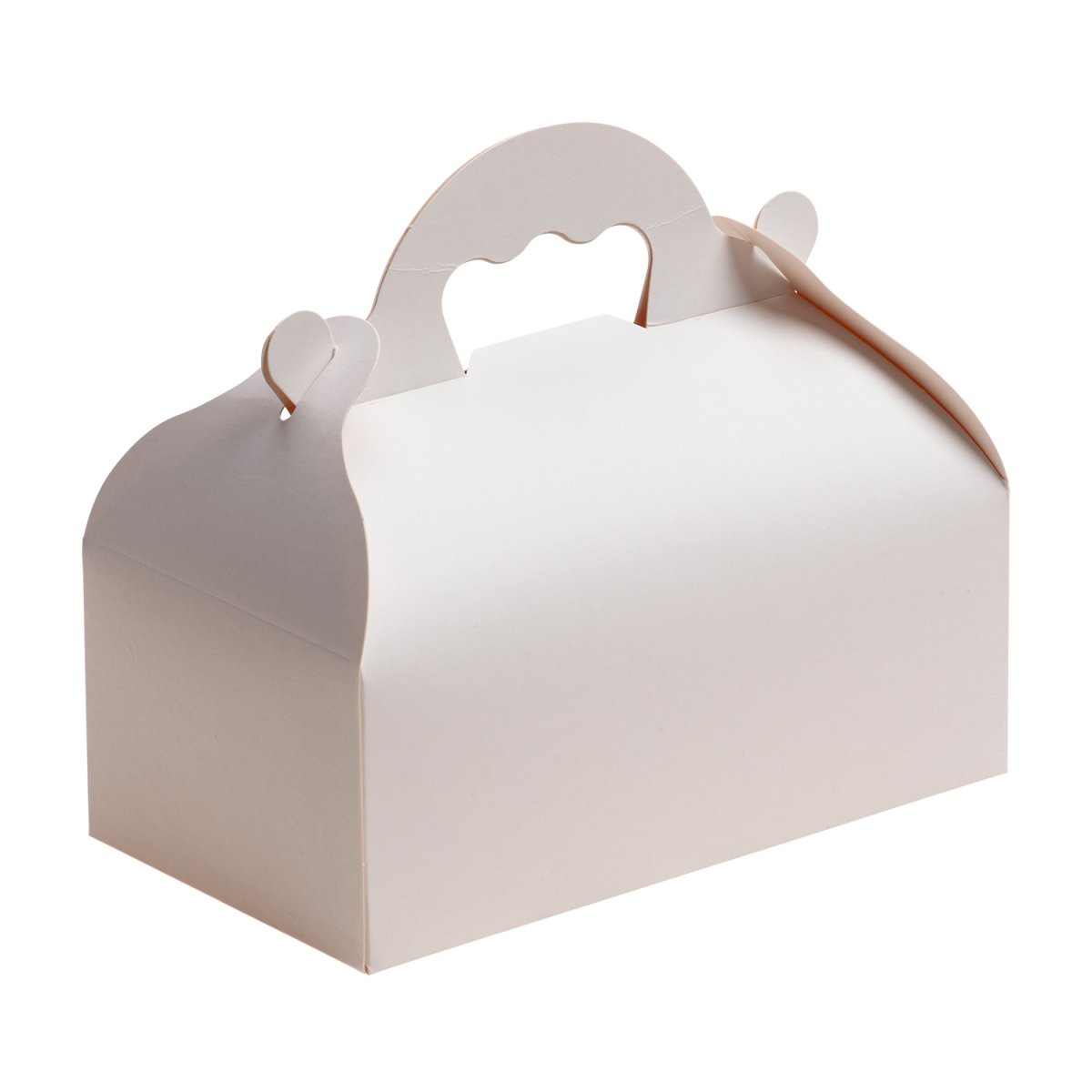 CAIXA DE PASTELARIA DE CARTÃO BRANCA COM PEGAS 10X18X7CM
