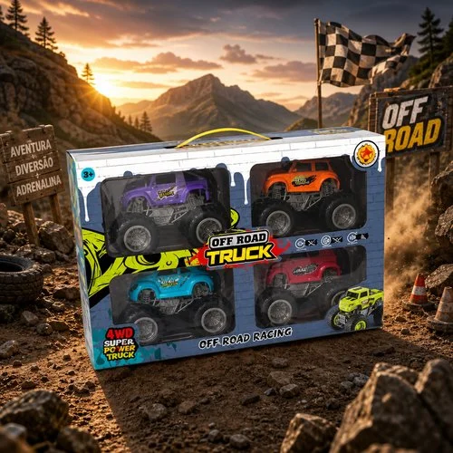 Maleta Kit 4 Carrinhos Monster Truck