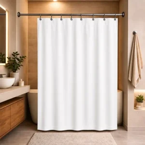 Cortina de Box Com Ganchos 1,38m x 1,98m – Branca