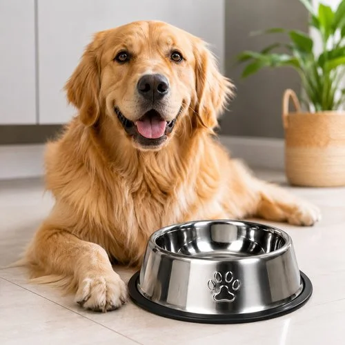 Comedouro Antiderrapante Redondo Para Cachorro e Gato 30cm – Inox