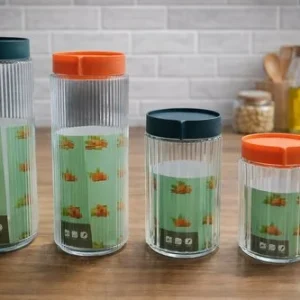 Conjunto 4 Potes Redodndo de Vidro com Tampa