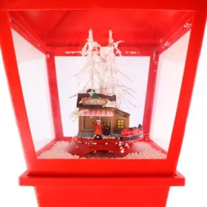 Poste Natalino Musical Bivolt 1,85m Com Luz E Neve – Vermelho