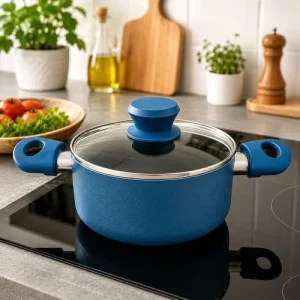 Panela Antiaderente Cerâmica com Tampa 18cm – Azul