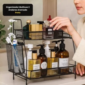 Organizador Multiuso 2 Andares Aramado – Preto