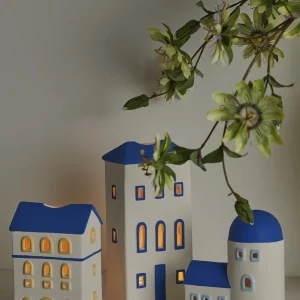 PORTA VELAS CASETTA AZUL/BRANCO