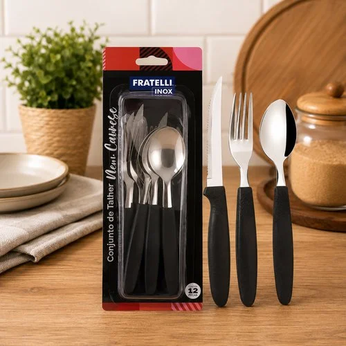 Conjunto talheres 12 peças de inox – Preta