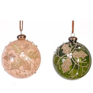 BOLA DE VIDRO DOURADA E VERDE