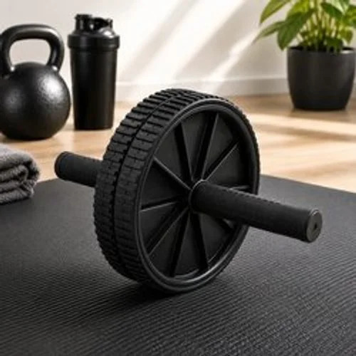 Roda Abdominal Dupla para Exercícios com Pegadores Antiderrapantes – Sortida
