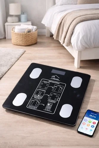 Balança Digital de Medição por Bioimpedância com Bluetooth 140kg – Preta