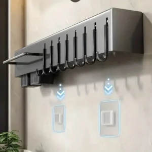 Suporte Organizador para Utensílios de Cozinha 6 Ganchos – Cinza