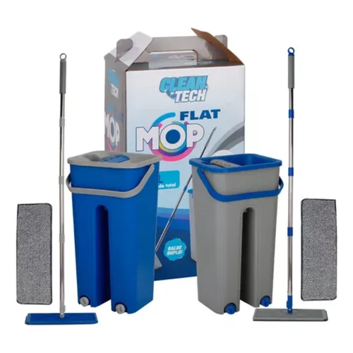 Rodo Flat Mop E Balde Lava E Seca Com 2 Refil Sortido