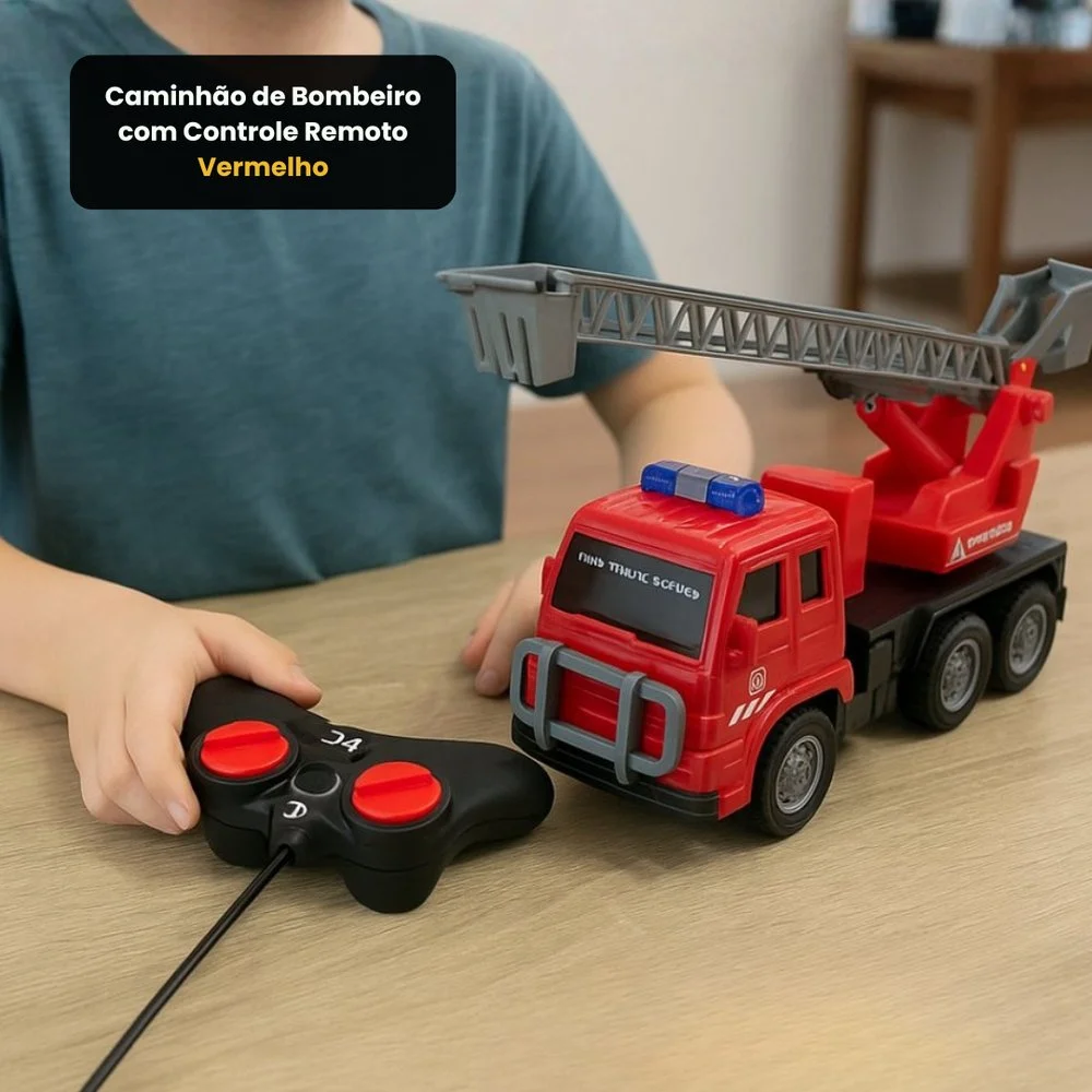 Caminhão de Bombeiro com Controle Remoto – Vermelho - Image 8