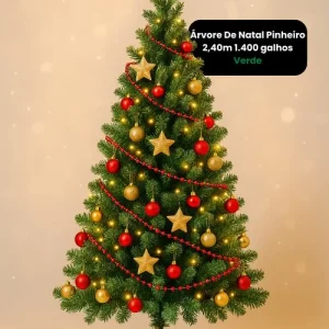 Árvore De Natal Pinheiro 2,40m 1.400 galhos – Verde