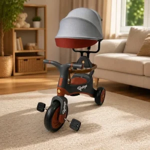 Triciclo Infantl Vintage com Empurrador – Cinza